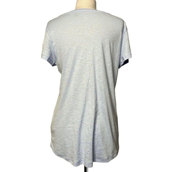 H&M L.O.G.G.  Relaxed Fit Cap Sleeve Tee Top Large 100% Cotton Sky Blue Comfy - Picture 4 of 5